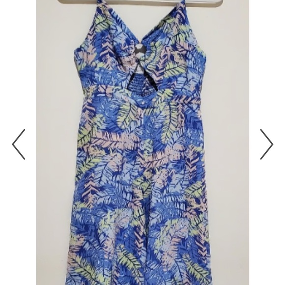 Japna Pants - Blue Tropical Print Wide-Leg Jumpsuit